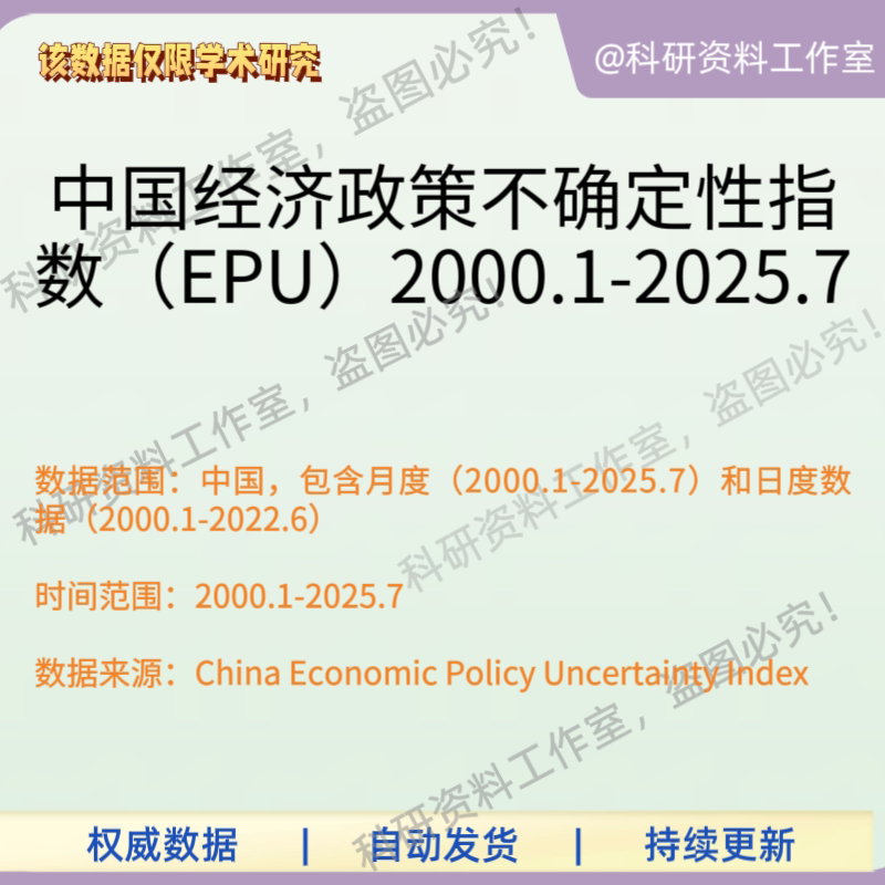 Chinese Economic Policy Uncertainty Index (Epu) 2000.1-2025.7 Monthly Data Daily Data Chinese Economic Policy Uncertainty Index (Epu) 2000.1-2025.7 Monthly Data Daily Data