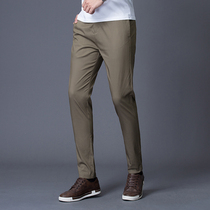Mens casual pants autumn thin business pants mens slim feet Korean trend Joker loose straight trousers