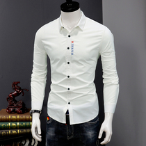  Shirt mens long-sleeved Korean version of the trend autumn slim-fitting handsome casual trend brand embroidery free ironing business mens white shirt