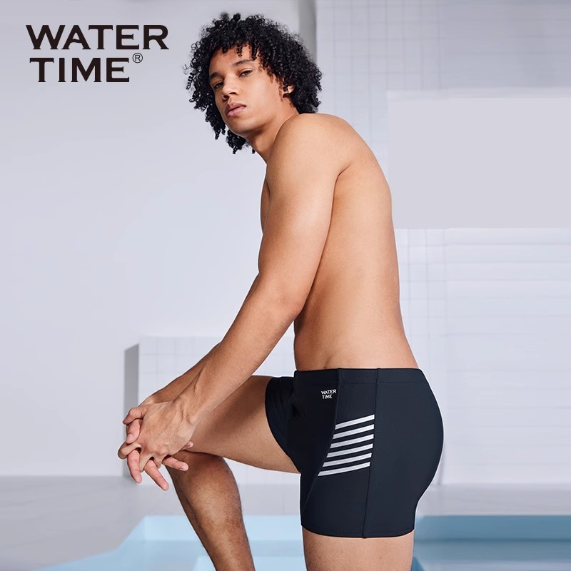 WaterTime游泳裤男夏季专业训练防尴尬速干平角泳裤泳衣装备男士