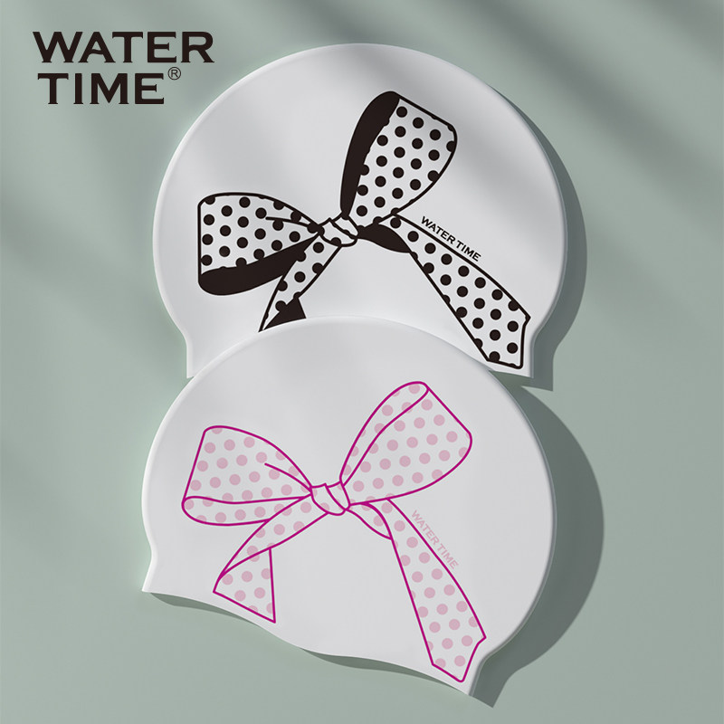 WaterTime泳帽女成人防水不勒头长发专用可爱 日系大号护耳硅胶