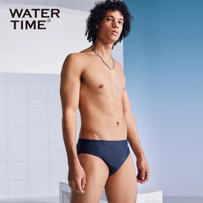 WaterTime男士竞技三角泳裤防尴尬印花泳衣
