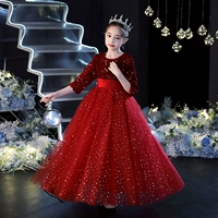 0190 красный длинный стиль с рукавами