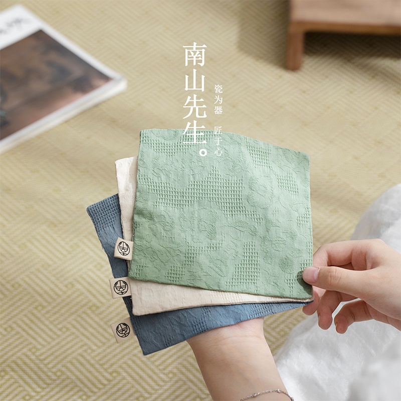 South Mountain Mr. cotton linen tea towels Absorbent High-end Thickened Waterproof Tea Mat Cup Mat Square Tea Special Cloth Accessories-Taobao