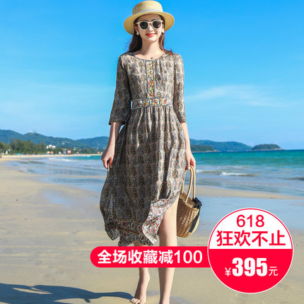 杭州重磅反季真丝连衣裙2018夏季新款大牌清