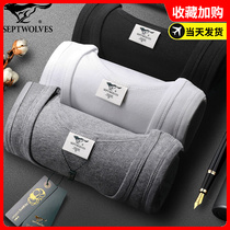 Seven wolf vest men wear pure cotton threads to bottom all cotton sports cross-column elastic logous sweatshirt
