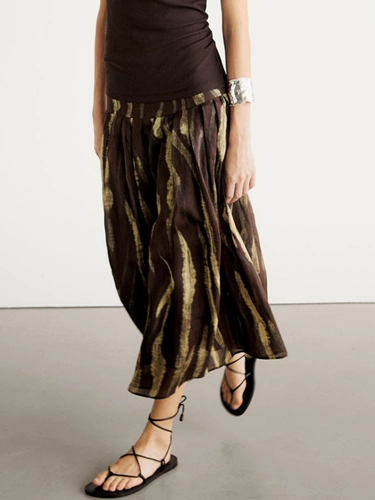 Осенняя демисезонная легкая и тонкая длинная юбка в складку, французский стиль, А-силуэт