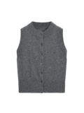 Женский женский вязаный жилет MD с простыми серыми французскими пуговицами, украшенный мягкой восковой полушерстяной жилеткой 05716687802