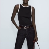 Летний хлопковый жилет без рукавов, футболка, коллекция 2023, в стиле Шанель, облегающий крой