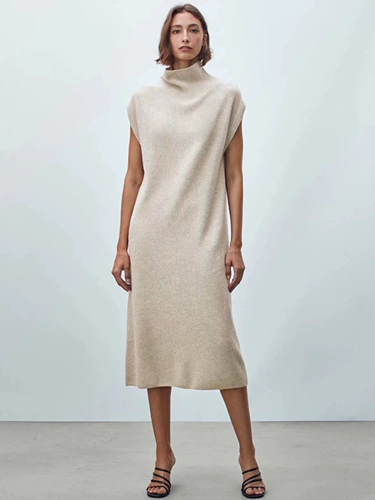 Осеннее демисезонное шерстяное платье, свободный крой