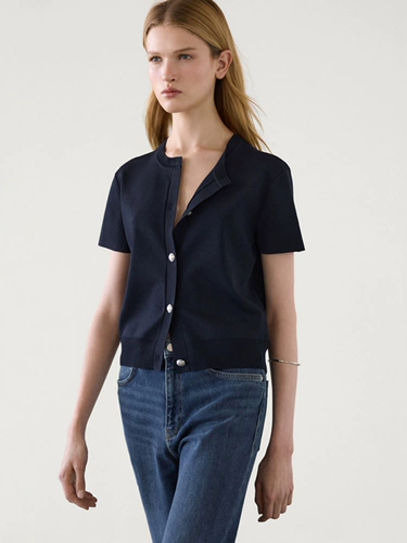 Минималистичный цветной трикотажный кардиган для отдыха, куртка, в стиле Шанель, короткий рукав