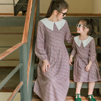 Parent-child dress female skirt foreign Style 2020 Autumn new long sleeve lapel dress fresh long girl skirt