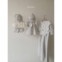 Parent-child dress female skirt 2021 summer new foreign style family three mother and daughter mother dress lapel collar Korean skirt