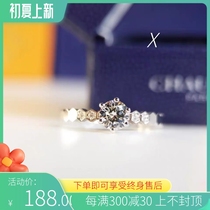 Pure Silver Plated Platinum Ring Female Mosanstone Emulation Diamond Female Ring Honeycomb Six Paws Classic 1 Carat Wedding Ring