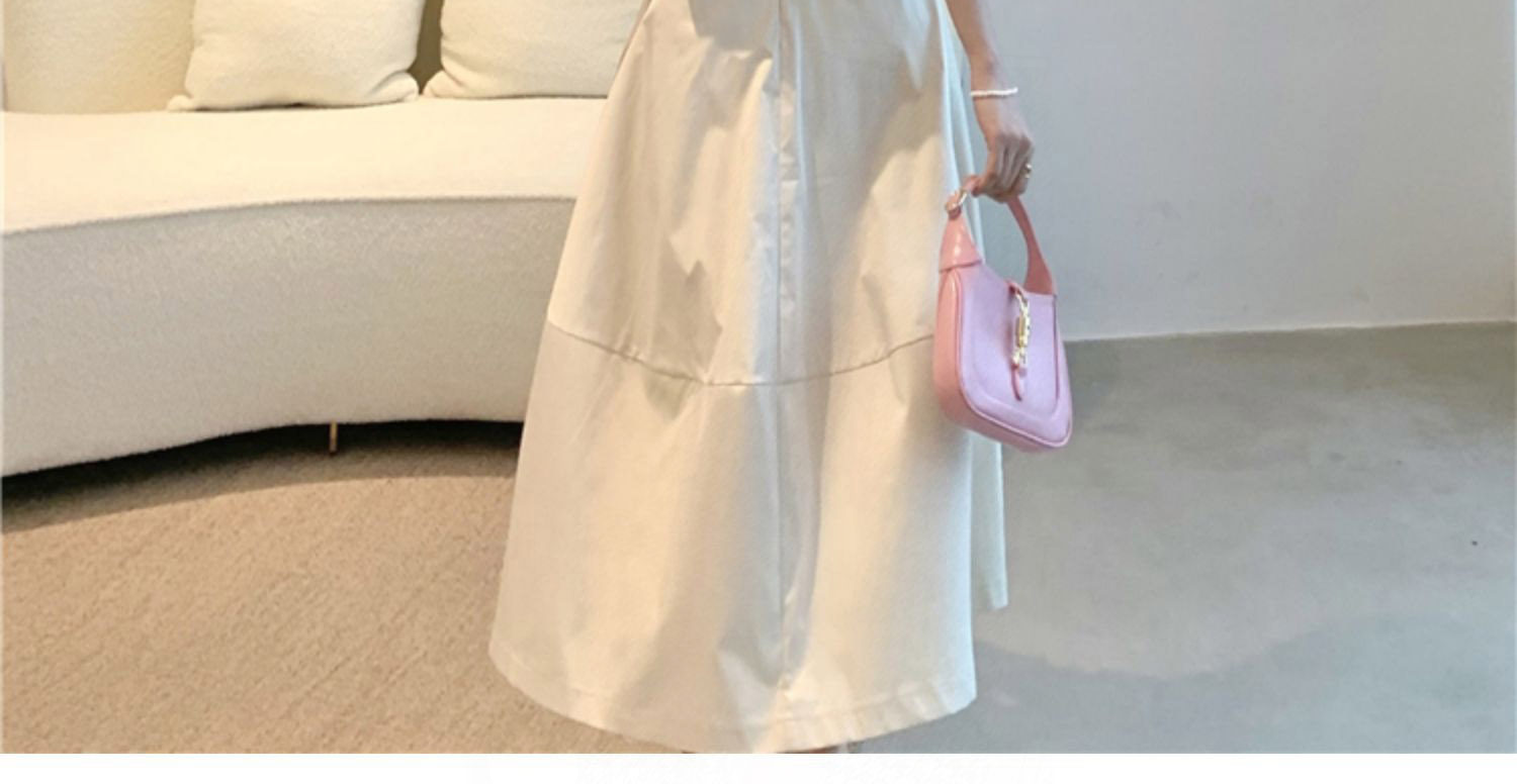 Колодки для обуви 法式复古裙子女夏春高腰赫本风伞白色裙a字半身裙显瘦中长款2023