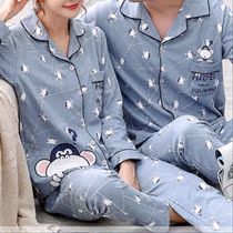 2019 womens comfortable couple pajamas Harajuku style Chinese style creative mens summer couple pajamas shirt style autumn section