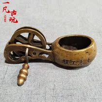 Antique pure copper civil engineering ink bucket line ink ancient woodworking supplies antique collection brass old ink bucket