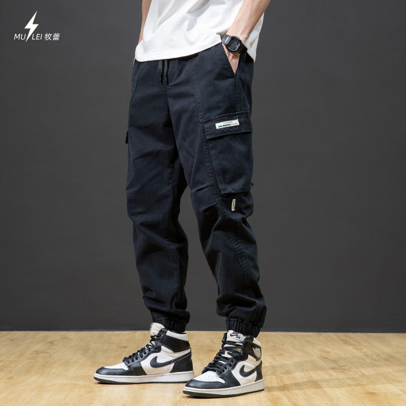 Tooling Pants Men's Fall Tide Cards Ruffles LOOSE BIG CODE MEN'S CASUAL PANTS LONG PANTS PLUS VELVET Pants Pants-Taobao