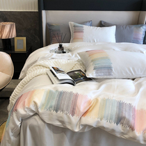 Summer High-end Embroidery 100 Sky Silk Four Pieces Double Face Silk Skating Silk Quilt Cover Bed Linen Light Extravagant Naked Sleep Bed