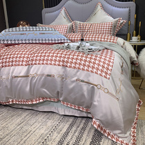 Nordic winebird gig 60 pieces of ice silk four pieces all cotton pure cotton 1 8m bed hat with light and luxurious European-style bedding