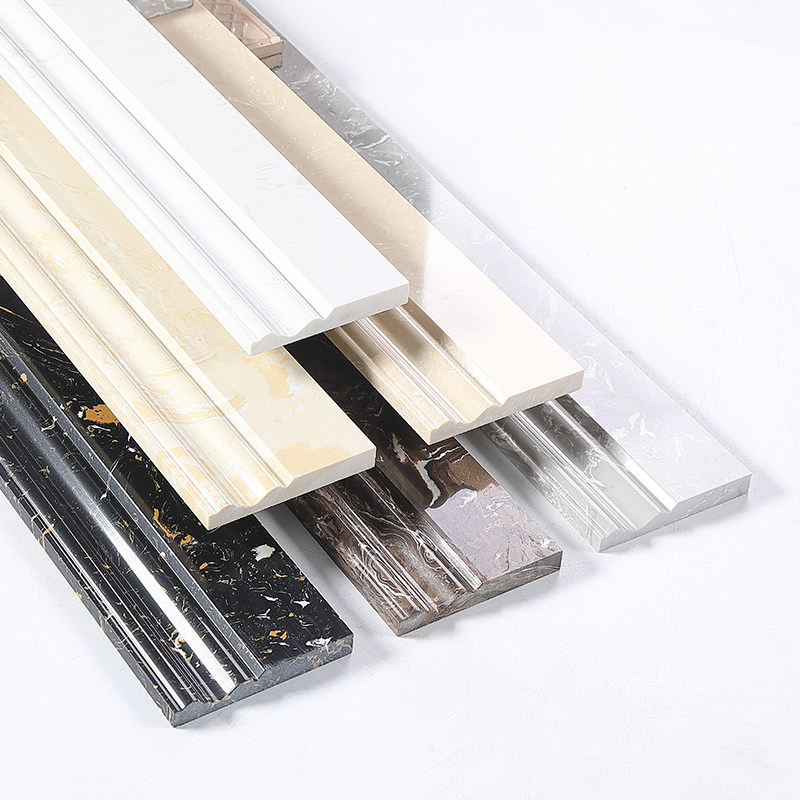 Simple white skirting board whole body artificial marble solid wood skirting aluminum alloy tile black corner line