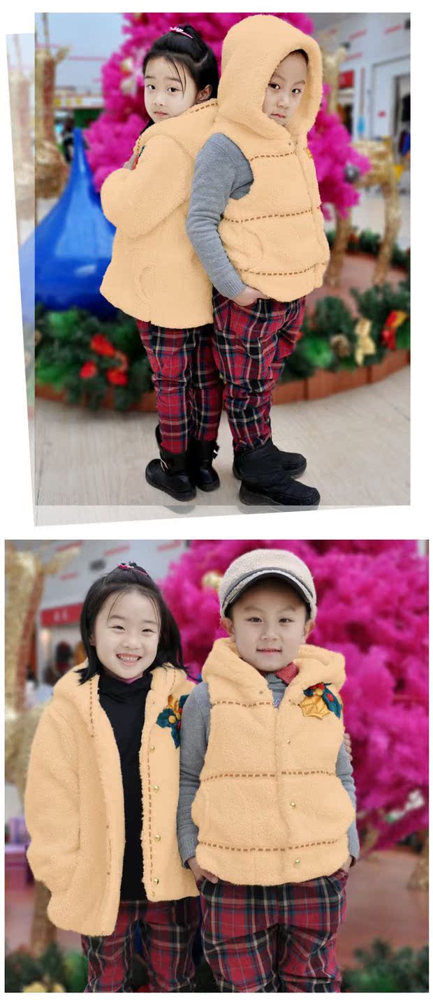Famili Thu và đông mới thời trang mới gốc áo khoác mẹ-con áo mẹ không tay dày cộng với vest nhung quần áo sành điệu cho be gái