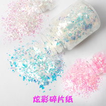 Gold leaf symphony fragments Paper flakes Candy cellophane drop glue DIY handmade materials Nail art decorative sequins