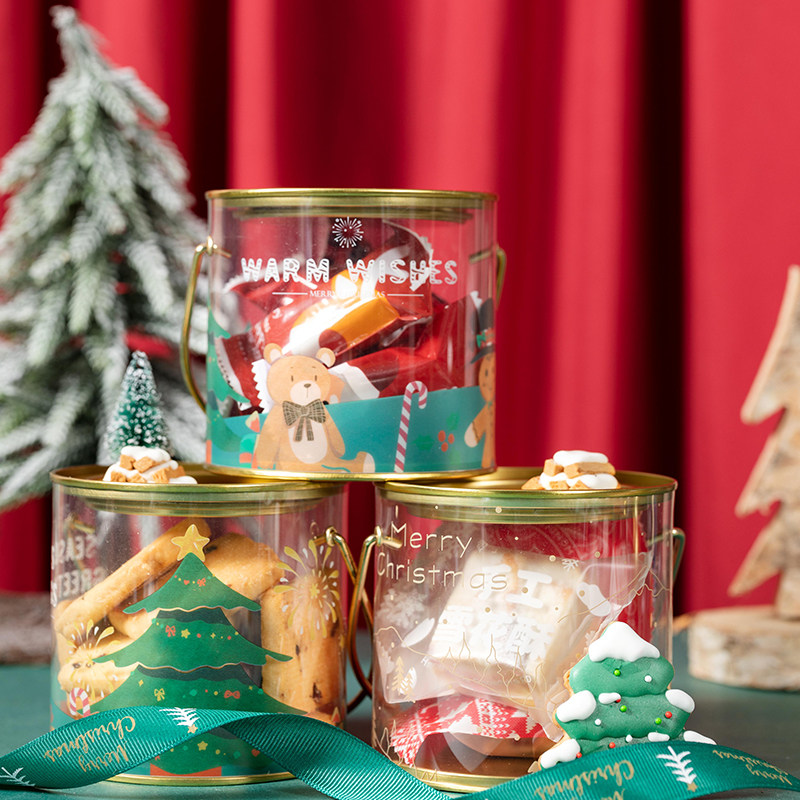 Christmas Gift Packaging Box Candy Jar Cuddly Creative Biscuit Bull Rolling Sugar Box Transparent Seal Hand