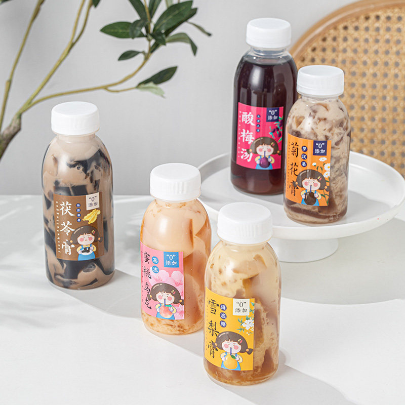 Poplar Manna Bottle Air Bottle High Temperature Resistant Plastic Beverage Bottle Transparent Milk Tea Mesh Red Disposable Milk Tea Bottle With Lid