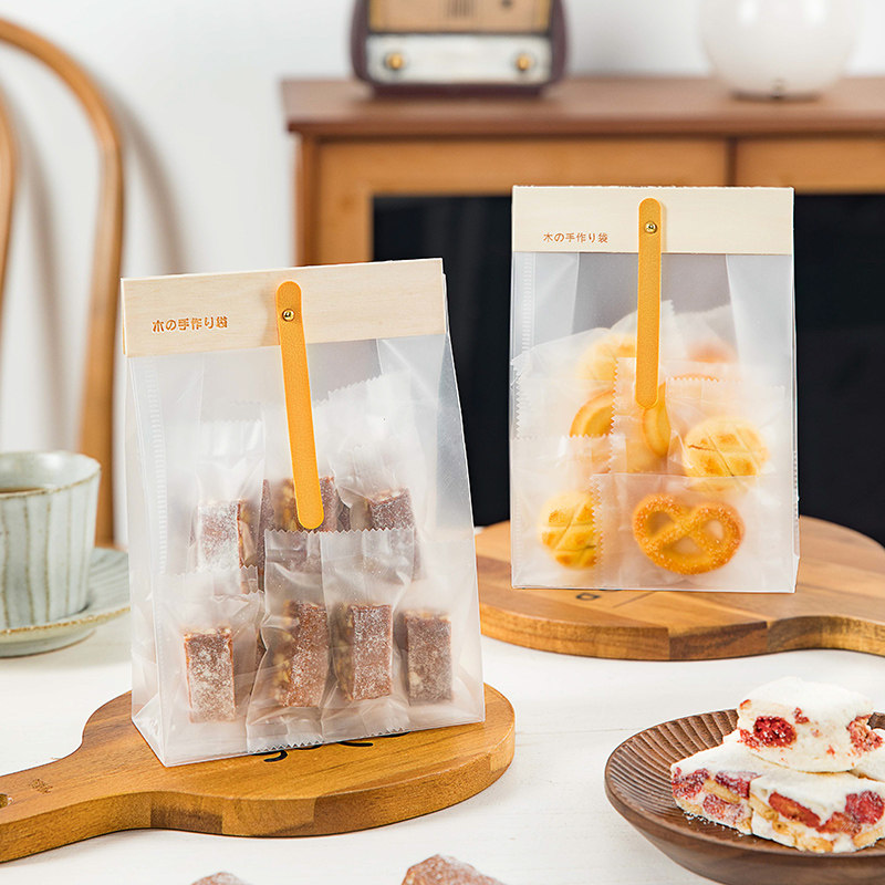 Bull Rolling Sugar Packing Bag Wood Snowflake Crisp Self-reliance Bag Day Style Transparent Frosted Cookies Bag Baking Exclusive