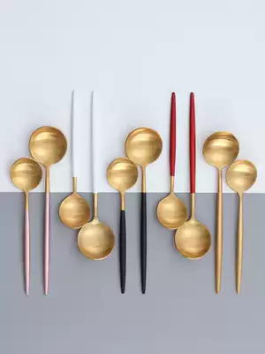 Net red spoon household 304 stainless steel food spoon creative cute long handle Korean dessert spoon spoon