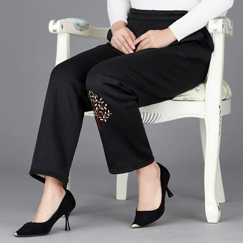 Бархатные утепленные удерживающие тепло штаны для матери, высокая талия, 60 лет, для среднего возраста