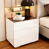 White simple lacquered bedside table European minimalist modern locker bedroom multifunctional assembly storage bedside cabinet