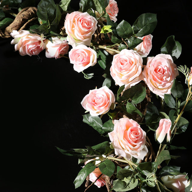 Simulated rose rattan ຫ້ອງຮັບແຂກຮົ້ວຫ້ອຍດອກເຄື່ອງປັບອາກາດທໍ່ຕົບແຕ່ງ vine ພາດສະຕິກດອກໄມ້ high-end ຝາປົກຫຸ້ມ