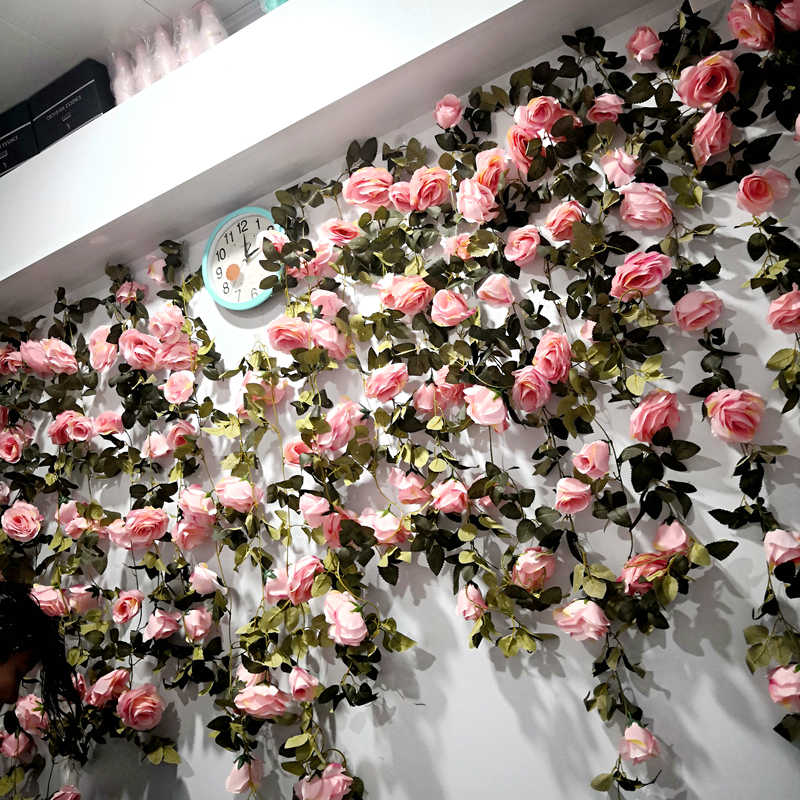 Emulation Rose flowers Flowers Vine Flowers Air Conditioning Piping Shelter Plastic Flowers Winding Indoor Vines Decoration Flowers Vines