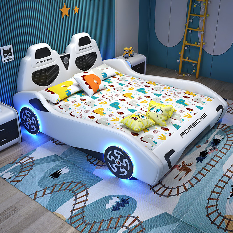 Creative New Car Children's Bed Boy Cartoon Sports Car Solid Wood Single one-meter-two-one-one-two-one-one-kid-in-bed