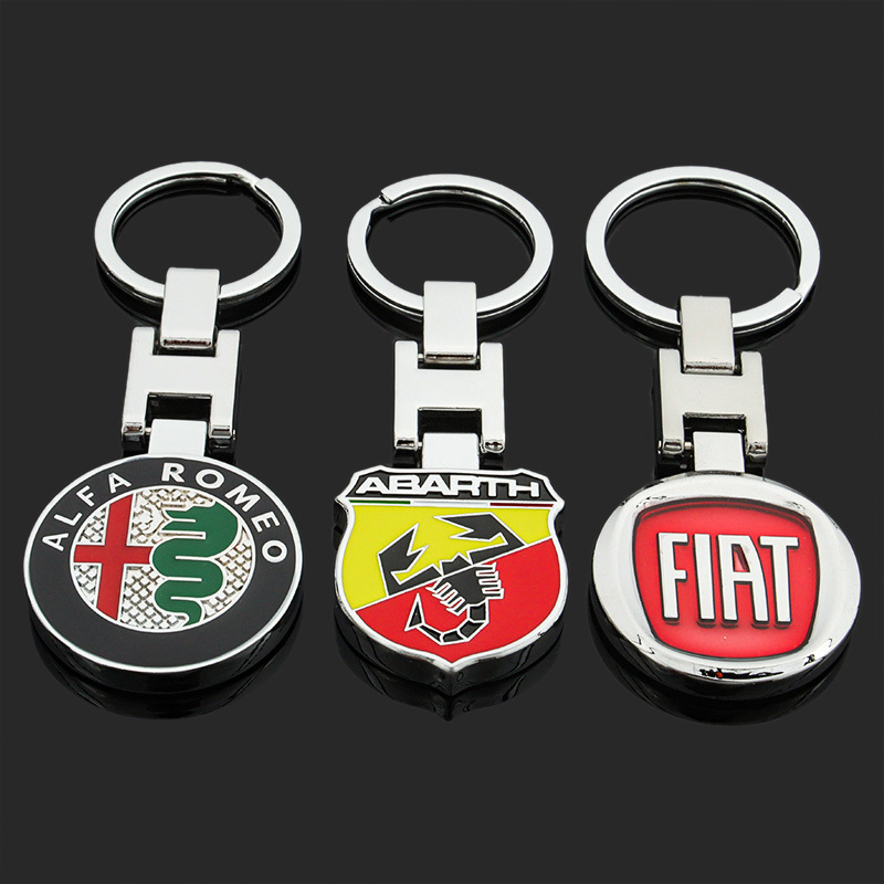 Double-Sided Enamel Alfa Romeo Fiat Abarth Car Logo Keychain Ring Pendant Double-Sided Enamel Alfa Romeo Fiat Abarth Car Logo Keychain Ring Pendant
