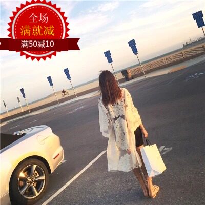2018海边度假防晒衣沙滩开衫泳衣披肩罩衫网纱外套罩衣女包邮新款