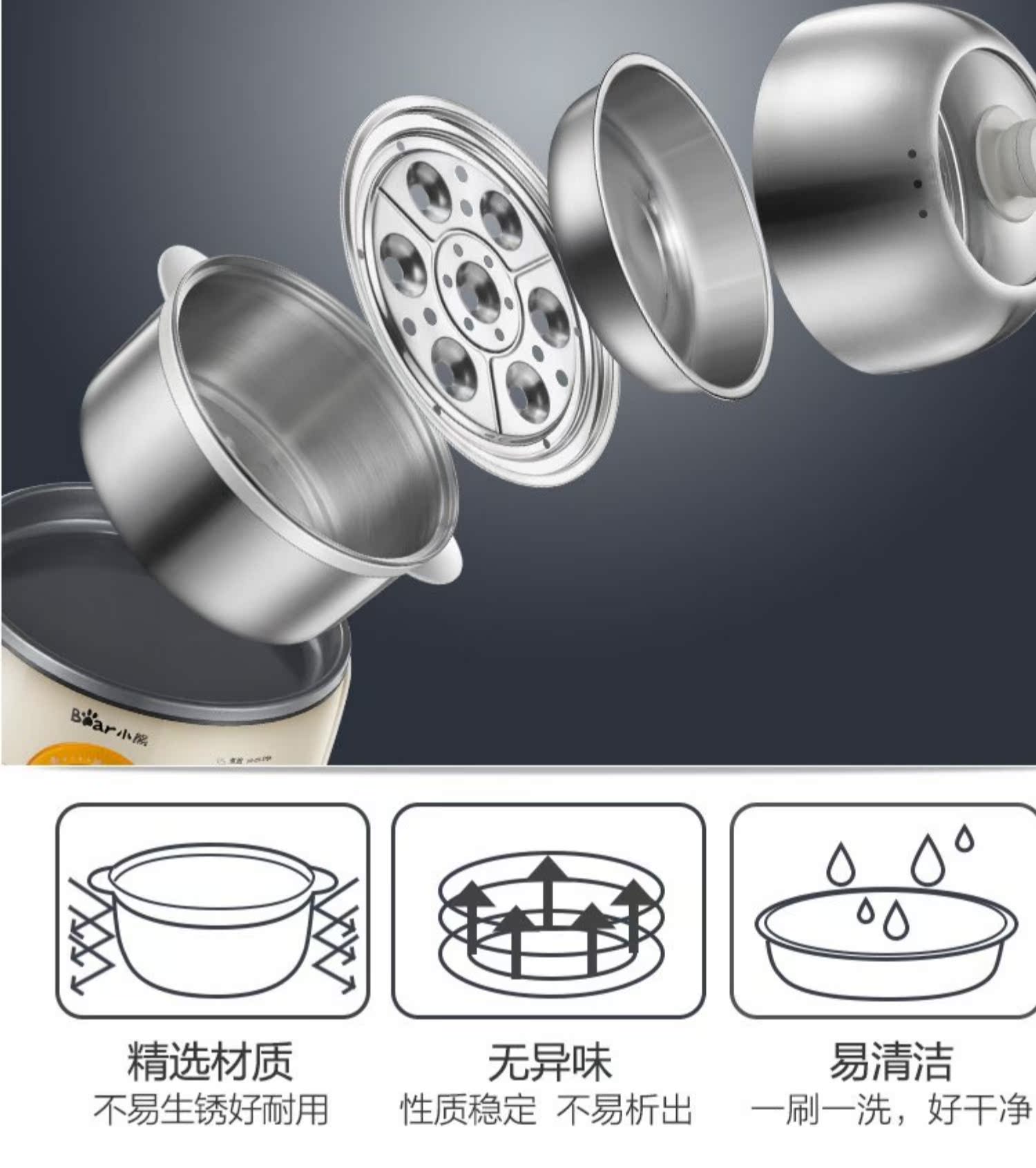 Nồi trứng điện đôi hộ gia đình tự động tắt trứng tất cả inox hấp trứng không dính chiên rán trứng ốp la - Nồi trứng 	nồi lẩu mini nào tốt