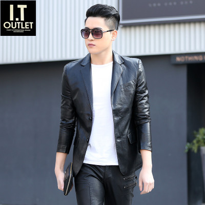 Tide brand leather jacket men's trendy jacket coat 2021 autumn new Korean version of the leather slim fit short handsome small western clothing