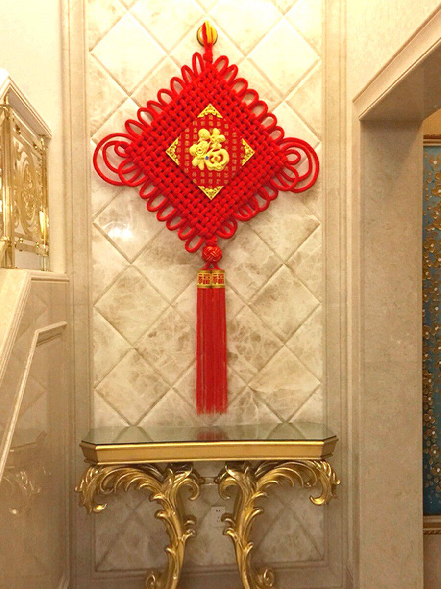 High-end China Jifu Word Flow Su Sui Pendant New Year Joyous Background Wall Decoration Big entrance to the family Xuanguan wall-hanging