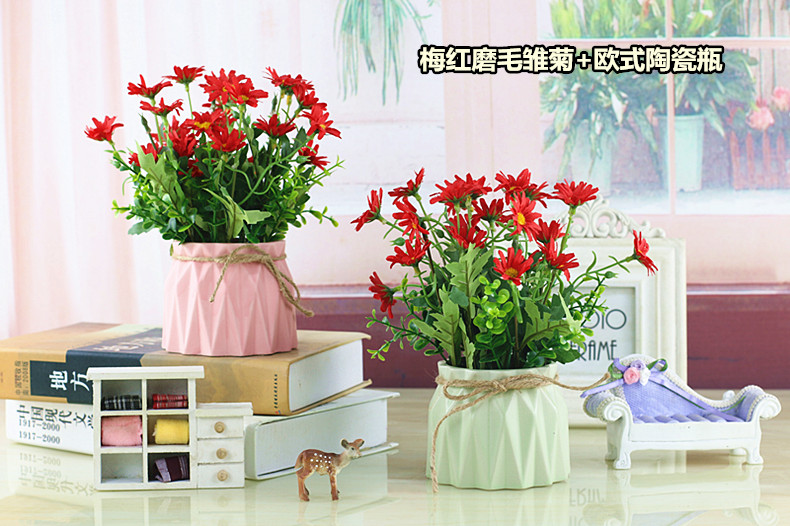 Hoa cúc nhỏ đặt hoa phòng khách trang trí bàn hoa giả hoa trang trí hoa lụa hoa nhựa cắm hoa nhỏ chậu - Hoa nhân tạo / Cây / Trái cây hoa giả để bàn