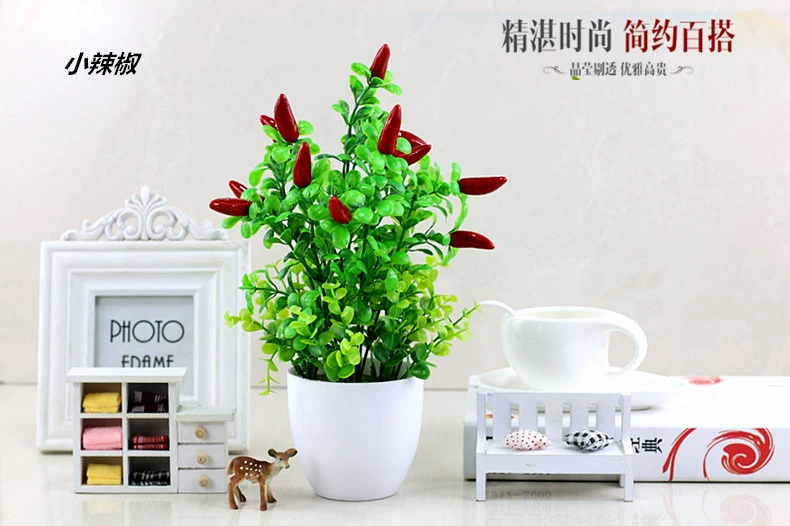 Hoa nhân tạo đặt cây giả cây xanh cây trong nhà và ngoài trời trang trí nhựa chậu xanh củ cải nhỏ chậu hoa nhân tạo - Hoa nhân tạo / Cây / Trái cây hoa giả