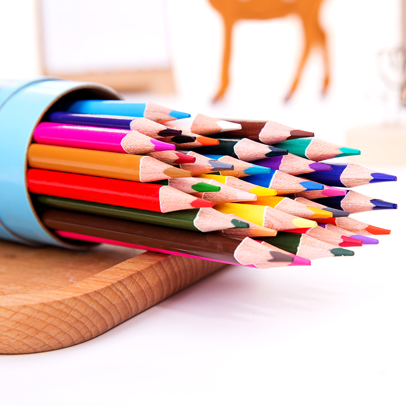 Deli color pencil 12 colors 24 colors 36 colors 48 colors Primary school students children with color lead brush color pen Professional painting brush Hand-painted adult beginner painting color pencil