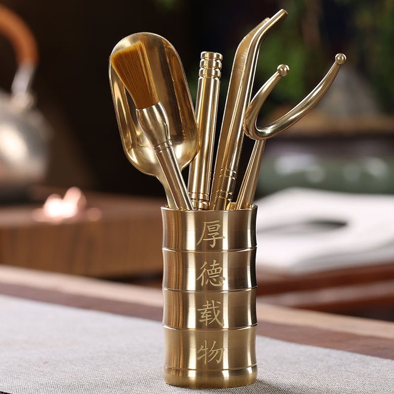 Copper tea clip washing cup clip tea ceremony six gentlemen Kung Fu tea set set combination household tea clip tea set accessories