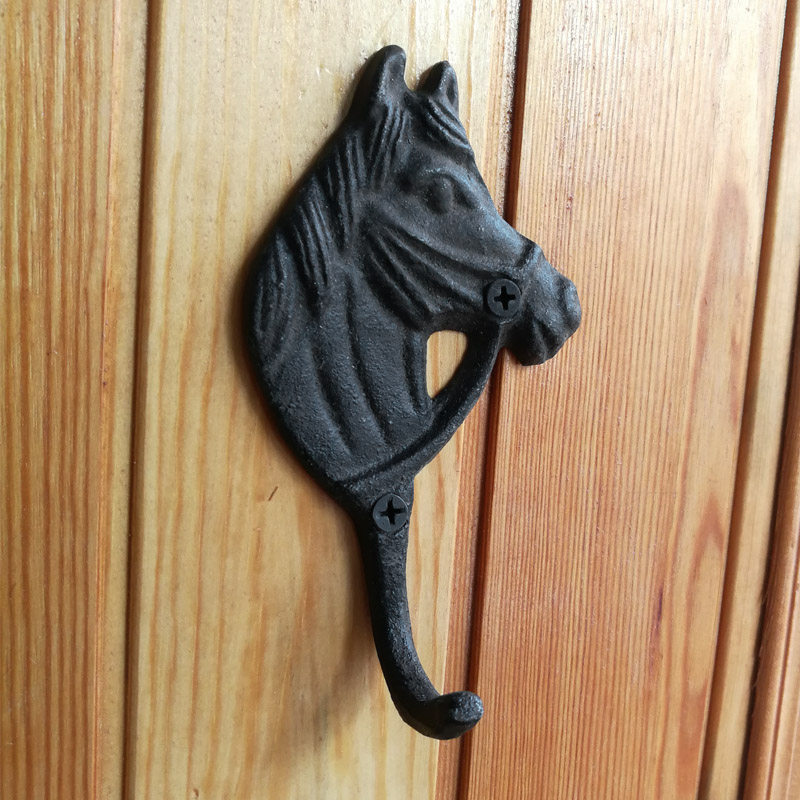 Retro doing old horse head cast iron single hook wall-mounted wall style American field Garden Country style Decorative Hook cloak hook