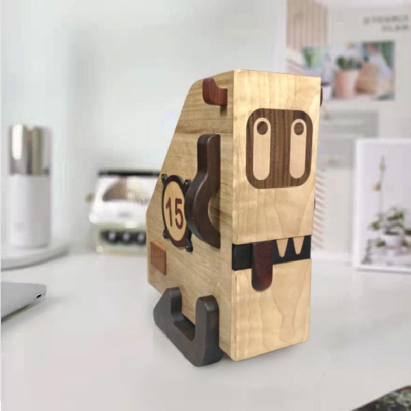 Handmade original design Small monsters Desktop containing box File shelve solid wood Creative Finishing Document Basket