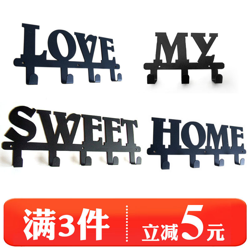 Letter Iron Art Original Cloak Hook HOME Hook Creative Platoon Hook Minima Modern Black Red Adhesive Free of punch