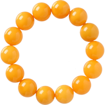 Natural beeswax bracelet single circle chicken oil yellow old beeswax bracelet Buddha beads amber ladies round bead beeswax bracelet