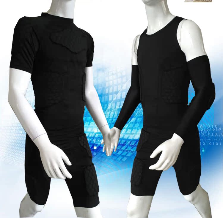 NBA bóng rổ bội quần short bó sát ngực vest nam tổ ong ngắn tay bảo vệ thiết bị đào tạo áo giáp thể thao - Dụng cụ thể thao băng đầu gối khi nhảy